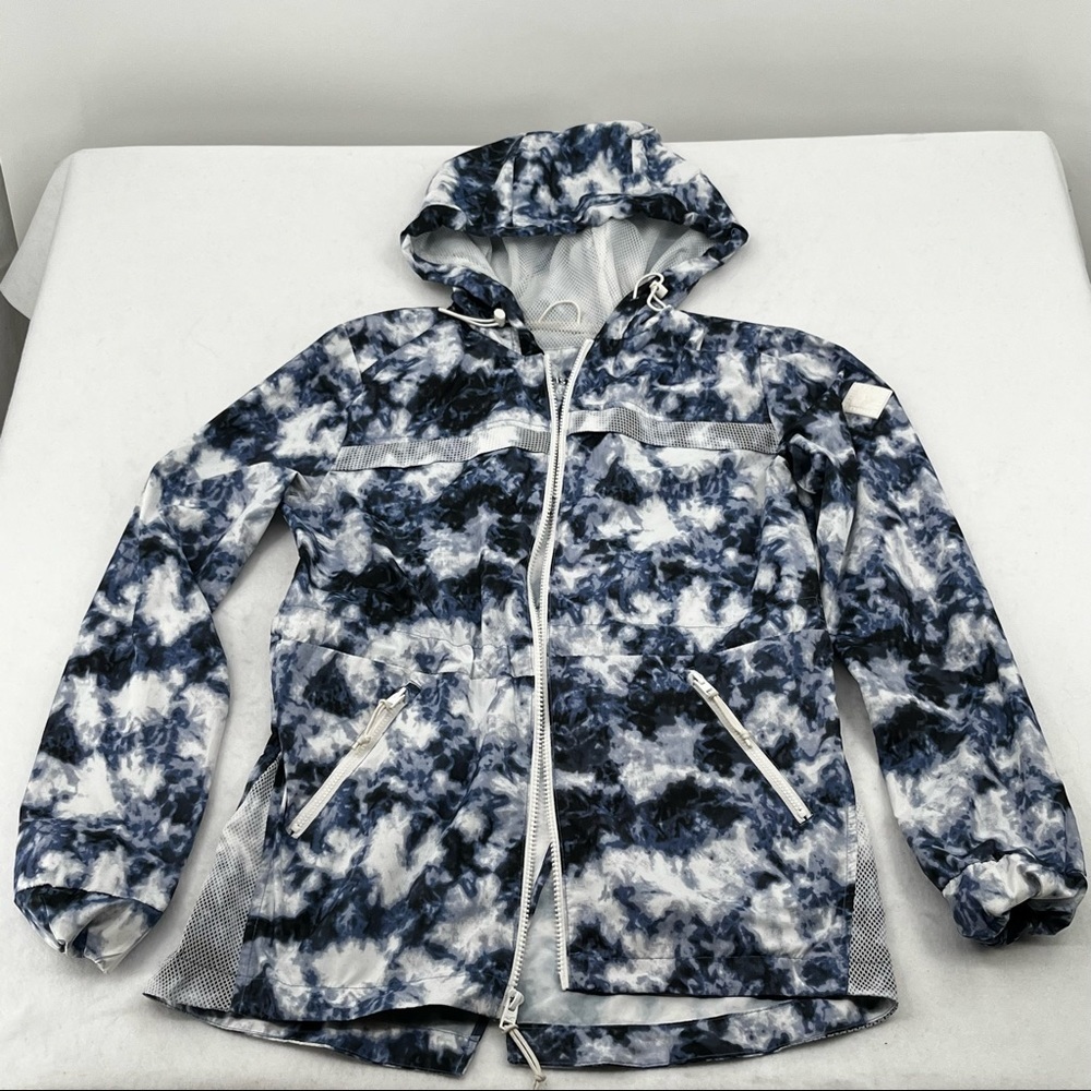 HOLLISTER Women’s Tie Dye Rain Jacket windbreaker hooded Coat blue/white size XS